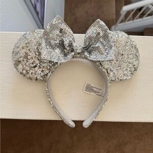 Silver Sequin Mouse Ears Headband